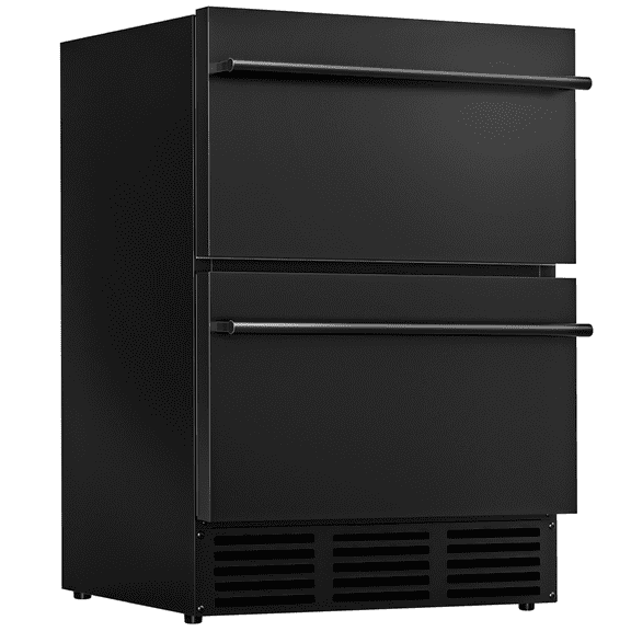 EUHOMY 23.5 Inch Under Counter Double Drawer Fridge, Weather Proof Stainless Steel Outdoor Beverage Refrigerator for Patio, Built-in Beverage Fridge