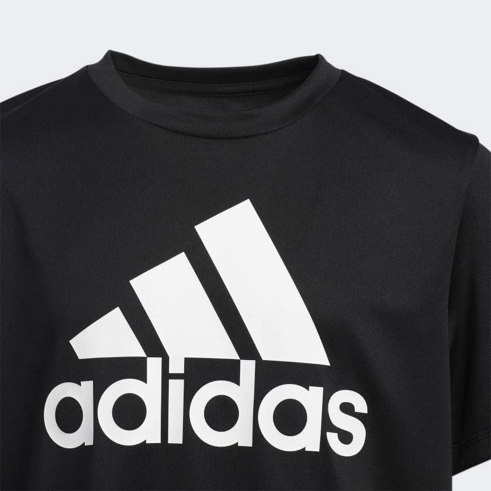 adidas Boys' Plus Size Short Sleeve Aeroready Performance Logo Tee T-Shirt Standard Medium Black