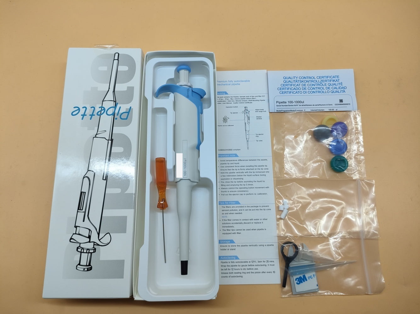 Fully Autoclavable Mechanical Pipette Ultra-light Body Digital Window Single-channel Adjustable MicoPipette , High-Accurate