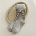 thumbnail image 4 of Baby Toddler Girls Tights Cute Bowknot Knit Cotton Leggings Stockings Cotton Winter Elastic Warm Pantyhose Gray l, 4 of 5