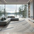 thumbnail image 2 of ODIKA 8'x10' Gray Ivory Abstract Swirl Design Washable Area Rug Modern Curved Patterns with Dotted Accents Durable, Non-Slip for Living Room, Under Sectional, Family, 2 of 7