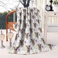 thumbnail image 2 of White Highland Cow Flower Pattern Blanket,Comfortable Soft Flannel Throw Blanket,All Season,Warm Lightweight Blankets for Sofa Bed Couch Living Room Chair,60"x80", 2 of 4