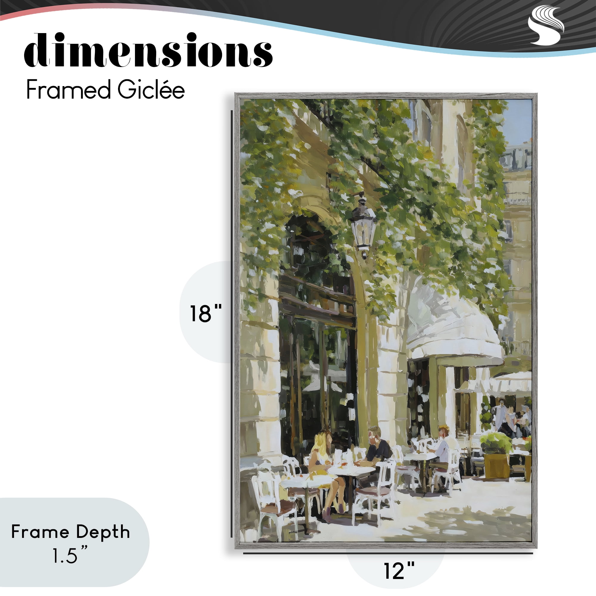 Stupell Industries Sunny Day Cafe Terrace Gray Framed Giclee Art, design by Petal Prints Design