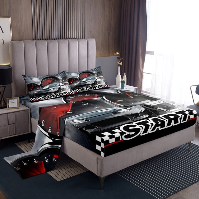Erosebridal Teens Racing Car Sheet Set Twin,Extreme Sports Bedding Sets Twin Size,Fast Car Decor,Breathable,3pcs