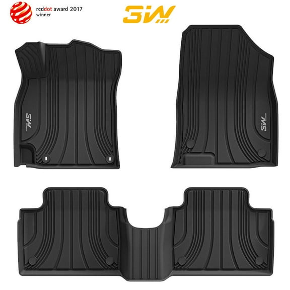 3W Floor Mats For 2021-2023 Hyundai Elantra TPE All Weather 2 Rows Black Liners