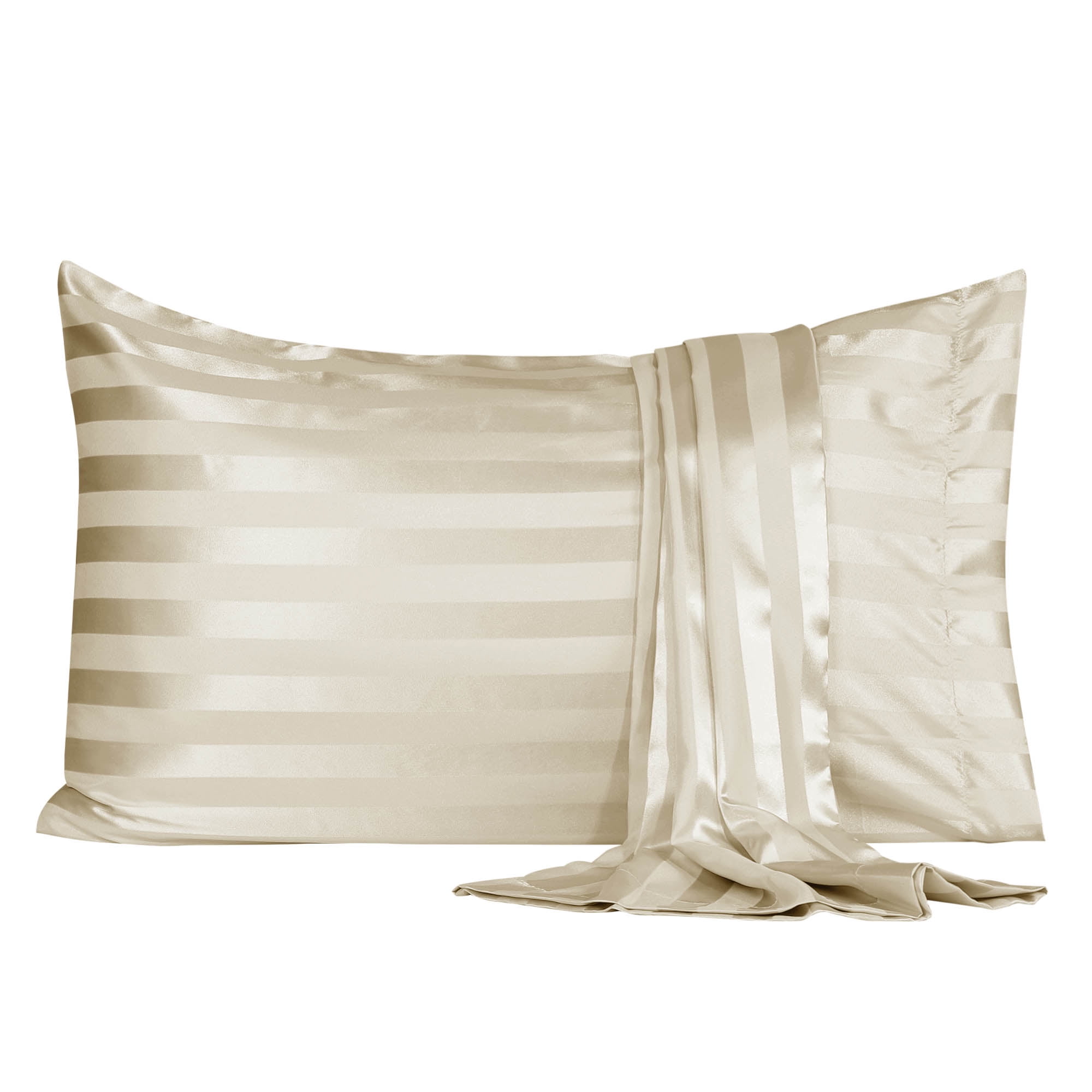 Satin Pillow Protector Zippered Pillowcase Pair SUN TAUPE Better Home BRAND NEW 