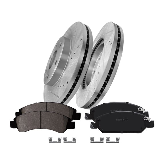 6 Front Drilled Brake Rotors-Ceramic Brake Pad To 2014-2018 Chevy Silverado 1500