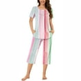 thumbnail image 1 of Rbaofujie Pyjama pour Filles pour Femmes, Col Rond, Imprimé Dégradé, Ensemble Chemise de Nuit à Manches Courtes et Pantalon, Tenue d'Intérieur, Pyjama avec Poches, Peignoir, 1 of 6