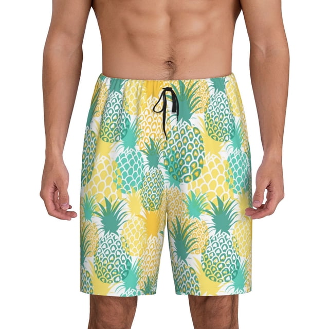 Fotbe Pineapples1 Pantalones Cortos de Pijama para Hombre, Ropa de Dormir, Pantalones de Pijama Cortos para Hombre-XX-Large