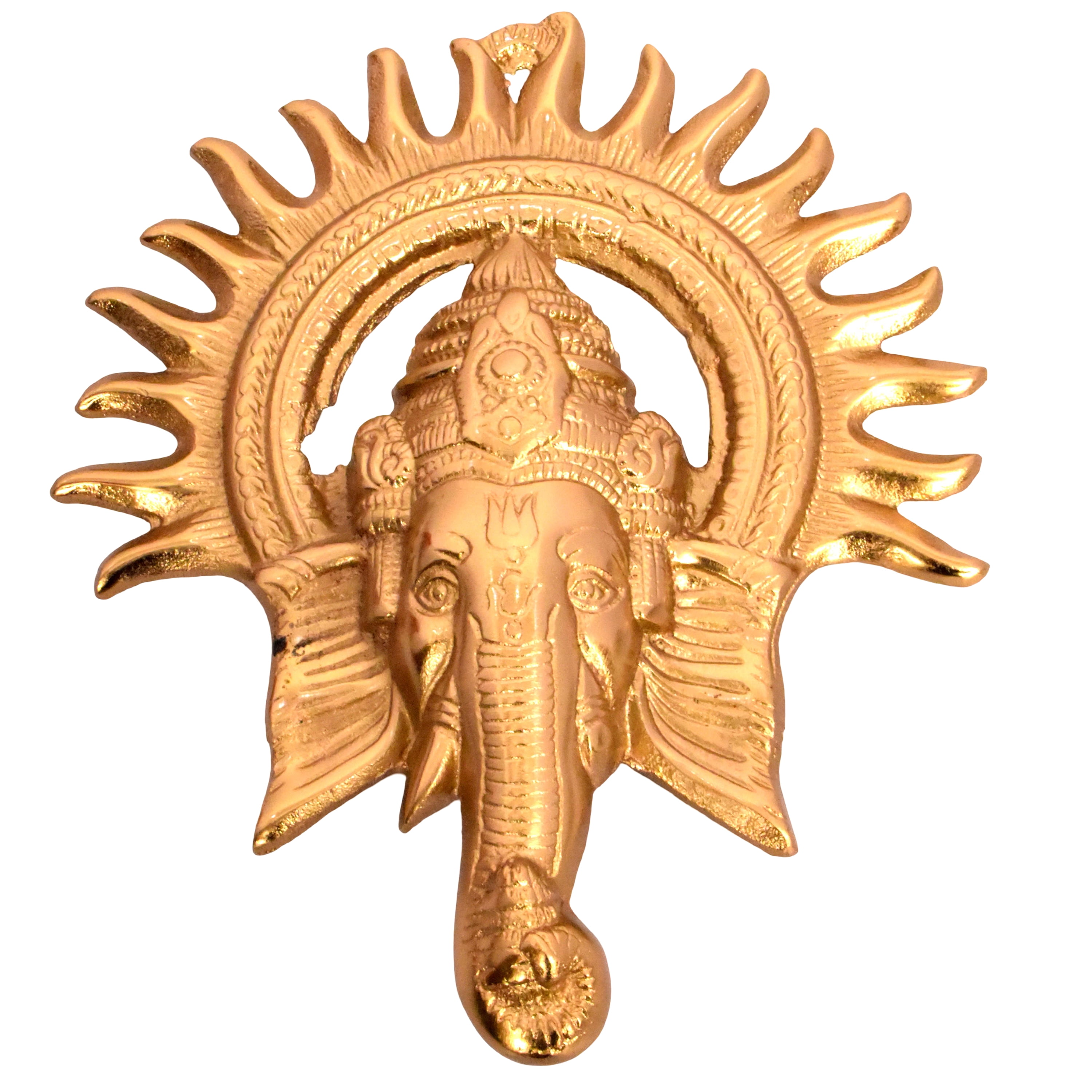 Metal Casted GaneshJi Idol Wall Decor, Diwali Decoration, Gold Finish, 9.25 inch, by Way To Celebrate
