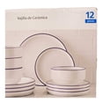 thumbnail image 4 of Vajilla Mainstays de Cerámica Diseño Liso con Línea Azul en la Orilla Para 4 Personas 12 Piezas Blanco, 4 of 4