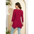 thumbnail image 5 of ENMAIN Womens Tunic Tops V Neck 3/4 Sleeve Blouses Casual Red Shirts Flowy Tunics Irregular Hem 2XL, 5 of 8