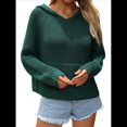 thumbnail image 1 of Suéter con Capucha Corta y Estampado de Estrellas para Mujer, Jersey de Punto con Bolsillo Tipo Canguro. Verde S, 1 of 9