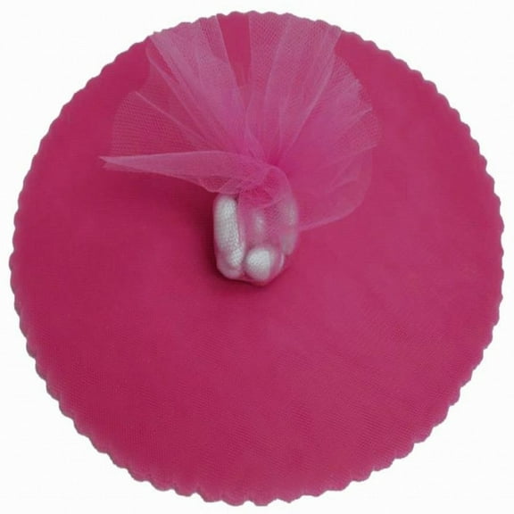 50 Scalloped Tulle Circles 9" Wedding Favor Wrap - Fuchsia