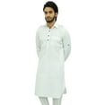 thumbnail image 3 of Atasi Men's Classic White Pathani Style Kurta Long Cotton Shirt-X-Large, 3 of 3