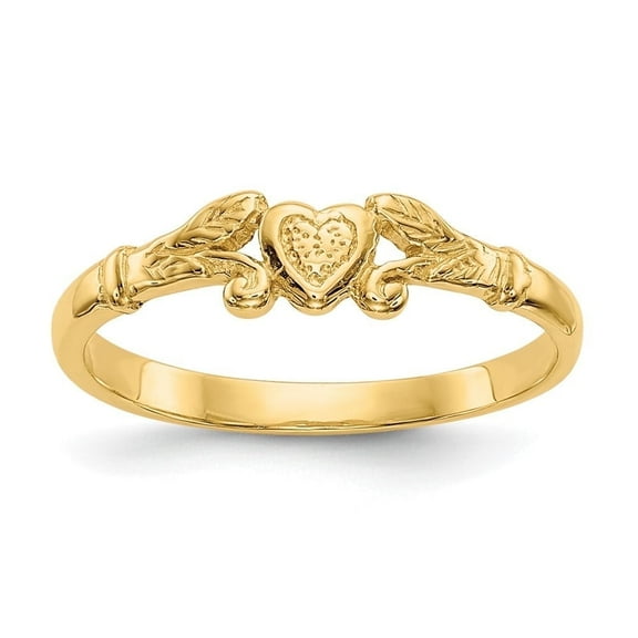 Auriga Fine Jewelry 10K Yellow Gold Heart Ring Size 1 Valentine's Day Gift for Women