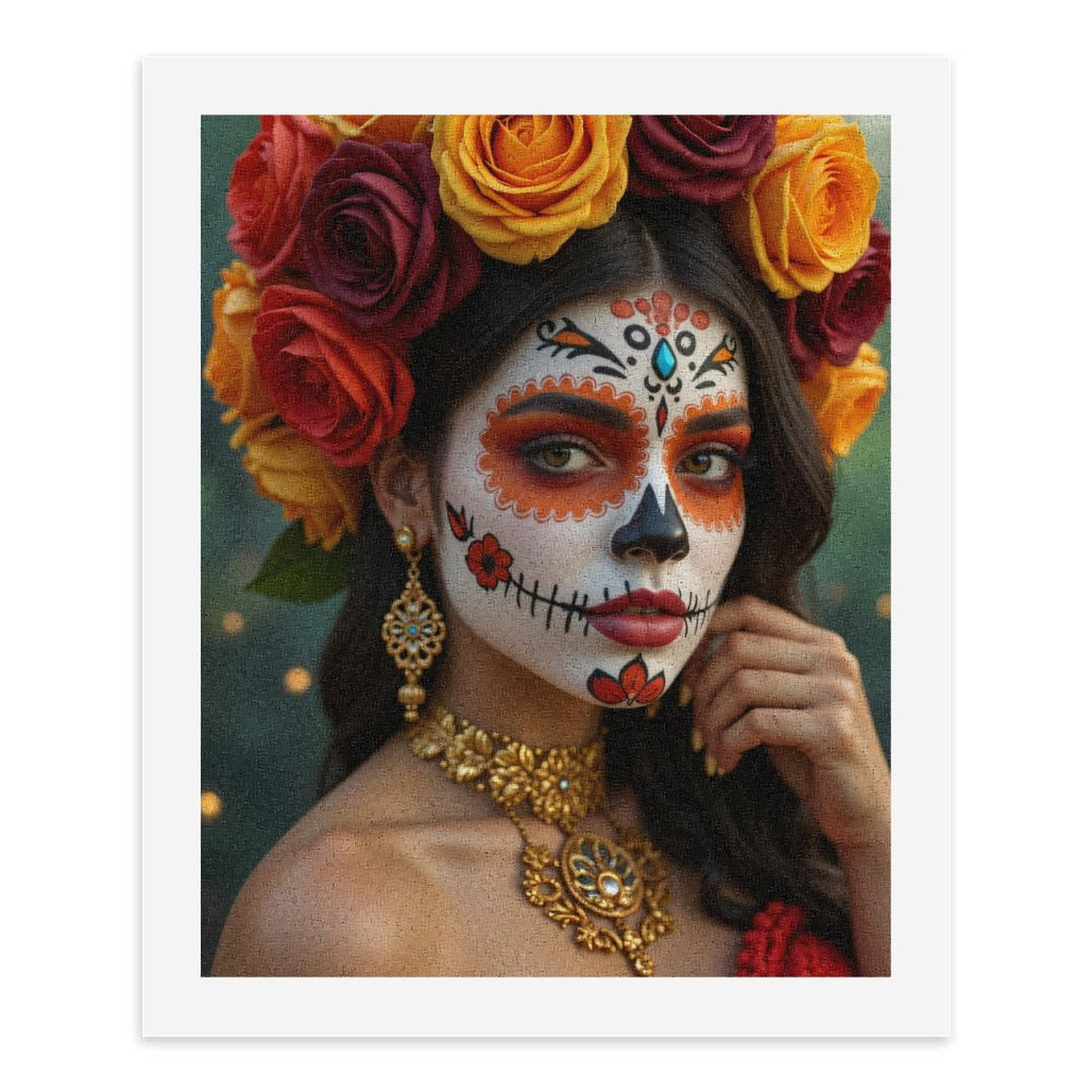 Paint By Numbers Kit for Adults Beginner - Colorful Face Art Floral Roses DIY Canvas Painting Kits for Adults, Frameless Paint By Number for Adults for Home Wall Decor 16x20 Inch