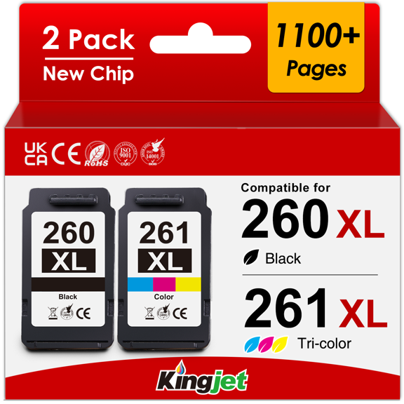 260XL Ink for Canon 260/261 Ink for Canon Ink 260 for TS5320 TS6420 TR7020 (Black, Tri-Color)