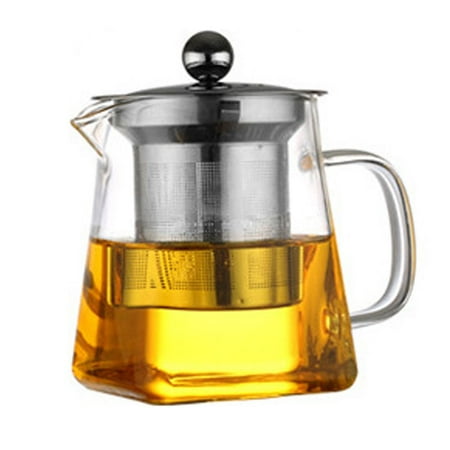 

Heat Resistant Tea Leaves Stainless Steel Tea Strainers coffee Heatable Glass Square Pot Teapot with Tea Strainers Kettle 350ML
