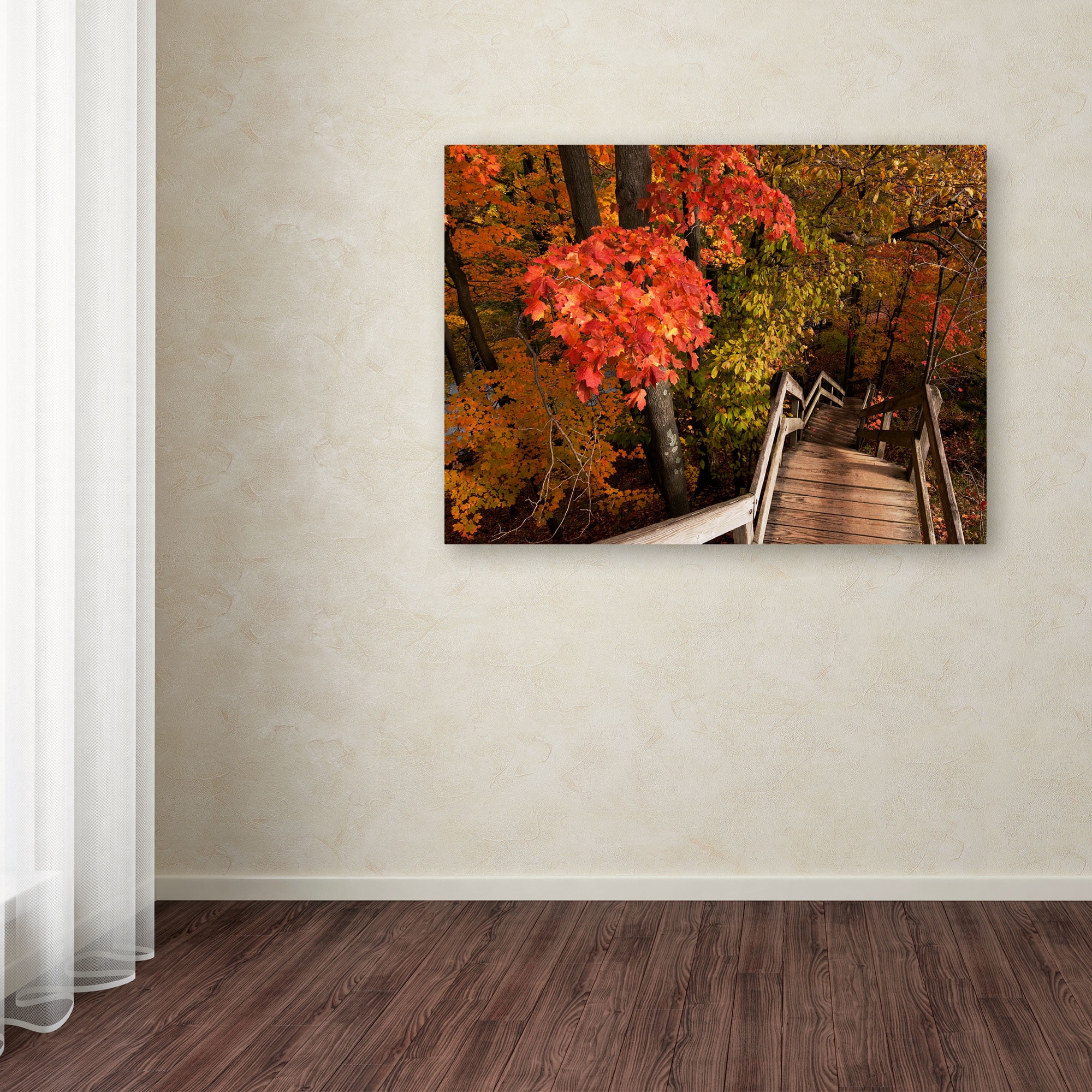 Trademark Fine Art "Brilliant Autumn Stairway" Canvas Art by Kurt Shaffer
