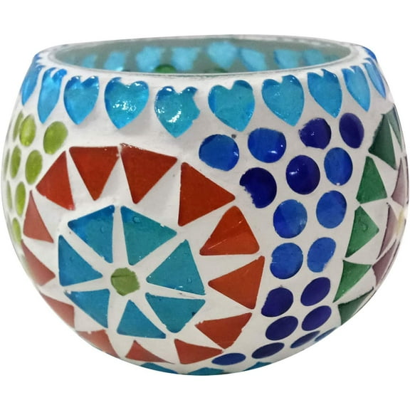 India Meets India Handicraft Ceramic Tea Light Holder, Mosaic Candle Holder Home décor, Best Gifting Made by Awarded Indian Artisan