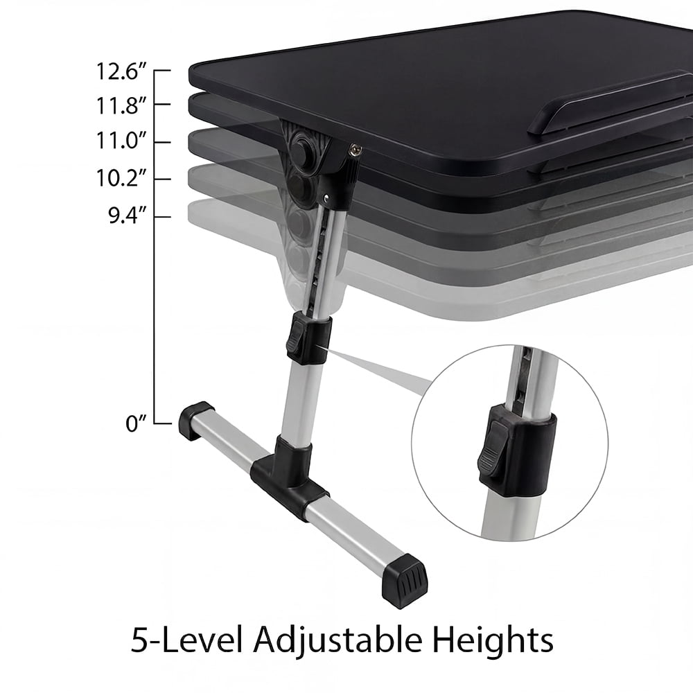 COWIN Laptop Desk Table, Adjustable Laptop Stand, Foldable Lap Desks 20.5×11.82 in (Black)