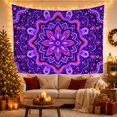 thumbnail image 3 of Purple Mandala Glowing Against a Navy Backdrop, Mystical Psychedelic for Art Lovers, Radial Wall Art, Housewarming Gift, Tapestry Wall Hanging for Bedroom and Living Room, 3 of 7