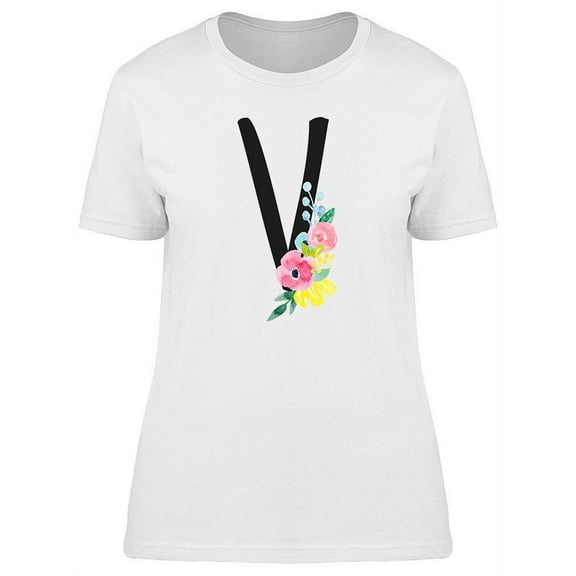 Letter V Floral Ornament Tee Women's -Image by Shutterstock