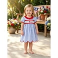 thumbnail image 4 of BemeyourBBs Kids Toddler Baby Girl 4th of July Dress Fourth of July Outfit Baby Girl Patriot Independent Day Dress Short Sleeve Plaid Stars American Flag Embroidery Scalloped Summer Dress, 4 of 9