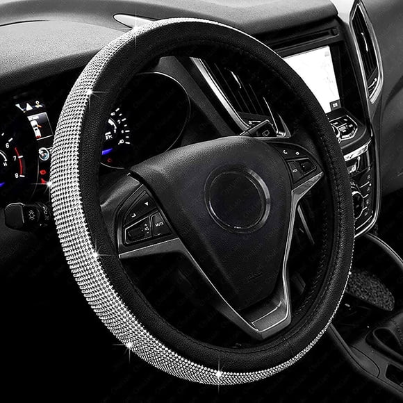 Funda para volante de coche, antideslizante, absorbe el sudor y con luces intermitentes, color plata