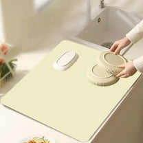 Silicone Dish Drying Mat 16x12 Multiple Usage,Easy clean,Eco-friendly,Heat-resistant Silicone Mat Dish Drying Mats For Kitchen Counter or Sink,Refrigerator or Drawer Liner Beige 16inchx12inch