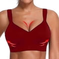 thumbnail image 2 of Sujetador deportivo acolchado sin aros para mujer, push up, para entrenamiento en gimnasio, yoga, sin costuras, cómodo, azul oscuro, talla S, 2 of 3
