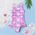 thumbnail image 3 of PatPat Girls Tankinis Fish Scale Graphic Crossover Straps Ruffled One Piece Bathing Suit Sizes 5-12, 3 of 6
