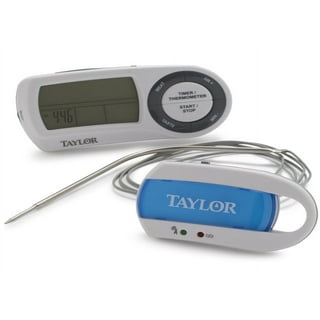 Taylor Programmable Wired Stainless Steel Probe Digital Meat 0.3lb  Thermometer with Backlight Display Screen Gray