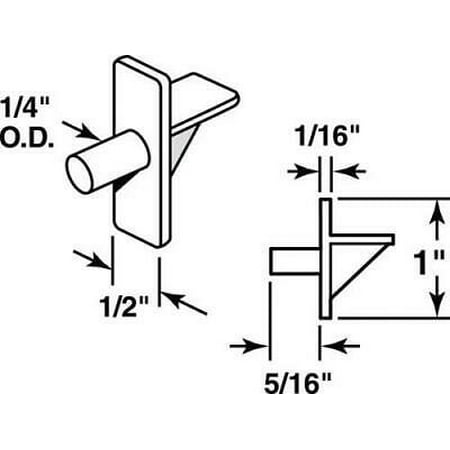 

3PK Prime-Line White Plastic Shelf Support Peg 1/4 inch Ga. 0.9 in. L