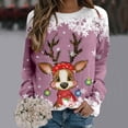 thumbnail image 2 of WEAIXIMIUNG Sweatshirts Courts pour Femmes, Pulls de Noël Tendance pour Femmes, Mode, Manches Longues, Col Rond, Graphique Renne Mignon, Chemises de Noël (4), 2 of 4