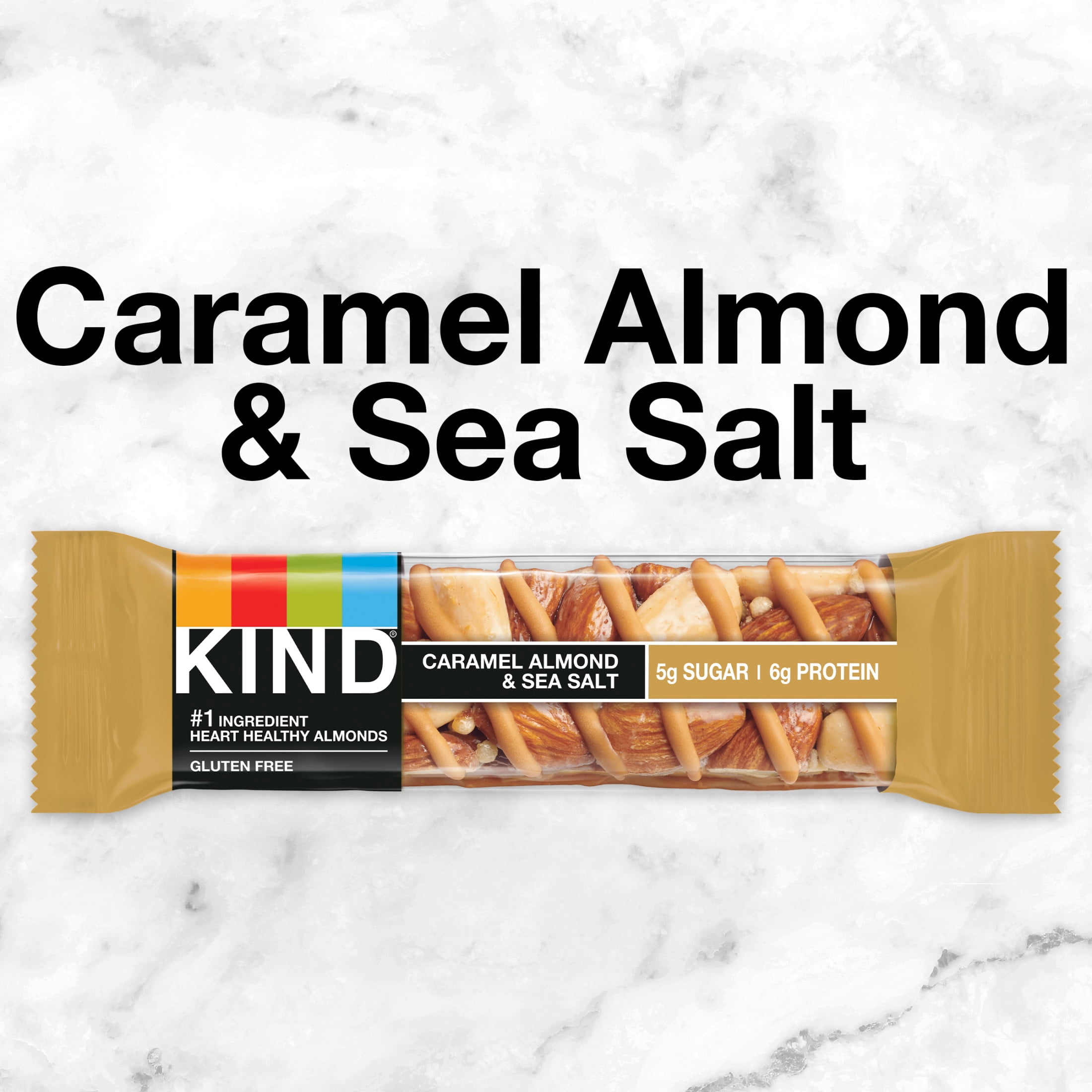 (6 pack) KIND Gluten Free Caramel Almond & Sea Salt Snack Bars, Value Pack, 1.4 oz, 12 Count Box
