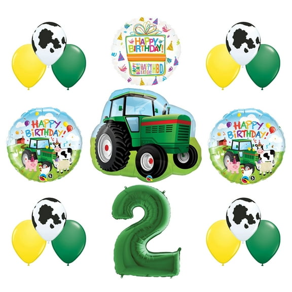 Mayflower Products 2nd Birthday Farm Tractor Balloon Bouquet Decorations and Party Supplies