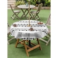 thumbnail image 5 of Outdoor Tablecloth with Umbrella Hole Zipper White Boho Geometric Round Tablecloth 60" Waterproof Outside Table Cloth Abstract Art Dots Striped Patio Table Cover Tablecloths for Picnic Party, 5 of 8