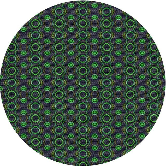 Ahgly Company Tapis d'Intérieur Rond Lavable en Machine Transitionnel Bleu Nuit, 8 Pieds Rond