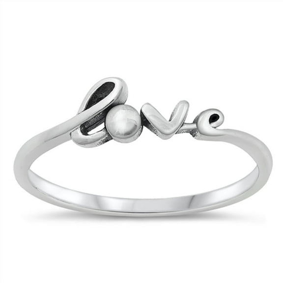All in Stock Sterling Silver Love Word Ring Size 4
