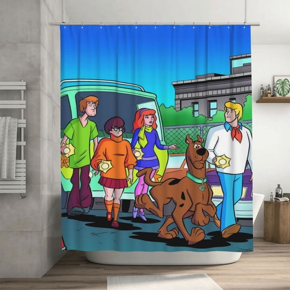 Scooby Doo Shower Curtain, Lovely Cartoon Shower Curtains Set for Kids Boys Girls College Dorm Bathroom, Waterproof Restroom Bathtub Decor Accessories with 12 Hooks 72X72 Inch Iron
