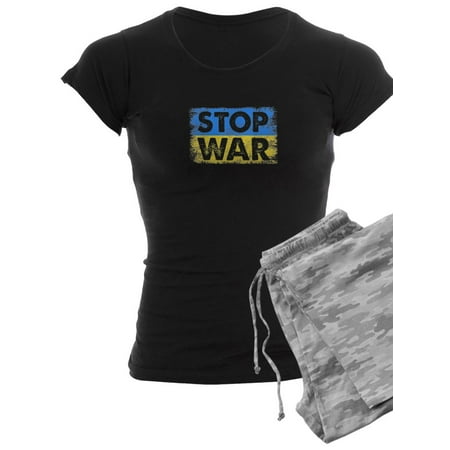 

CafePress - Stop War Vintage I Stand With Ukraine Flag Pajamas - Women s Dark Pajamas
