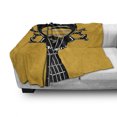 thumbnail image 2 of Rock and Roll Soft Flannel Fleece Throw Blanket, Guitar Riff with a Skull Passionate Music Heavy Tunes, Cozy Plush for Indoor and Outdoor Use, 50" x 70", Yellow Grey, by Ambesonne, 2 of 5