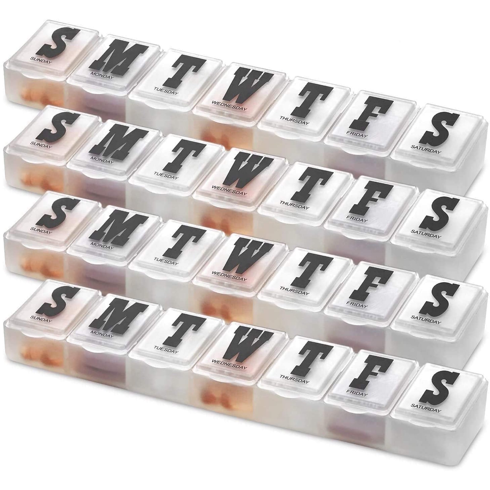 MEDca 7-Day Pill Organizer, Weekly Medicine & Vitamin Storage Case, 4 Pack