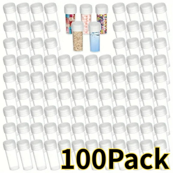 100pcs 5ML Small Pill Plastic Containers Empty Pill Bottles Sample Bottles Vial Test Tube with Caps