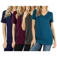thumbnail image 1 of Zenana Women & Plus Size Cotton V-Neck Short Sleeve Casual Basic Tee Shirts, 1 of 4