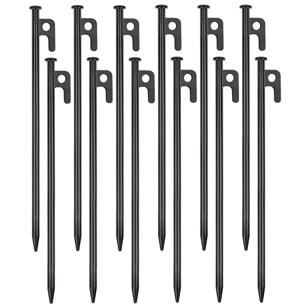 Estacas de Tienda RIY de Acero para Camping, Resistente, 30 cm, Paquete de 12