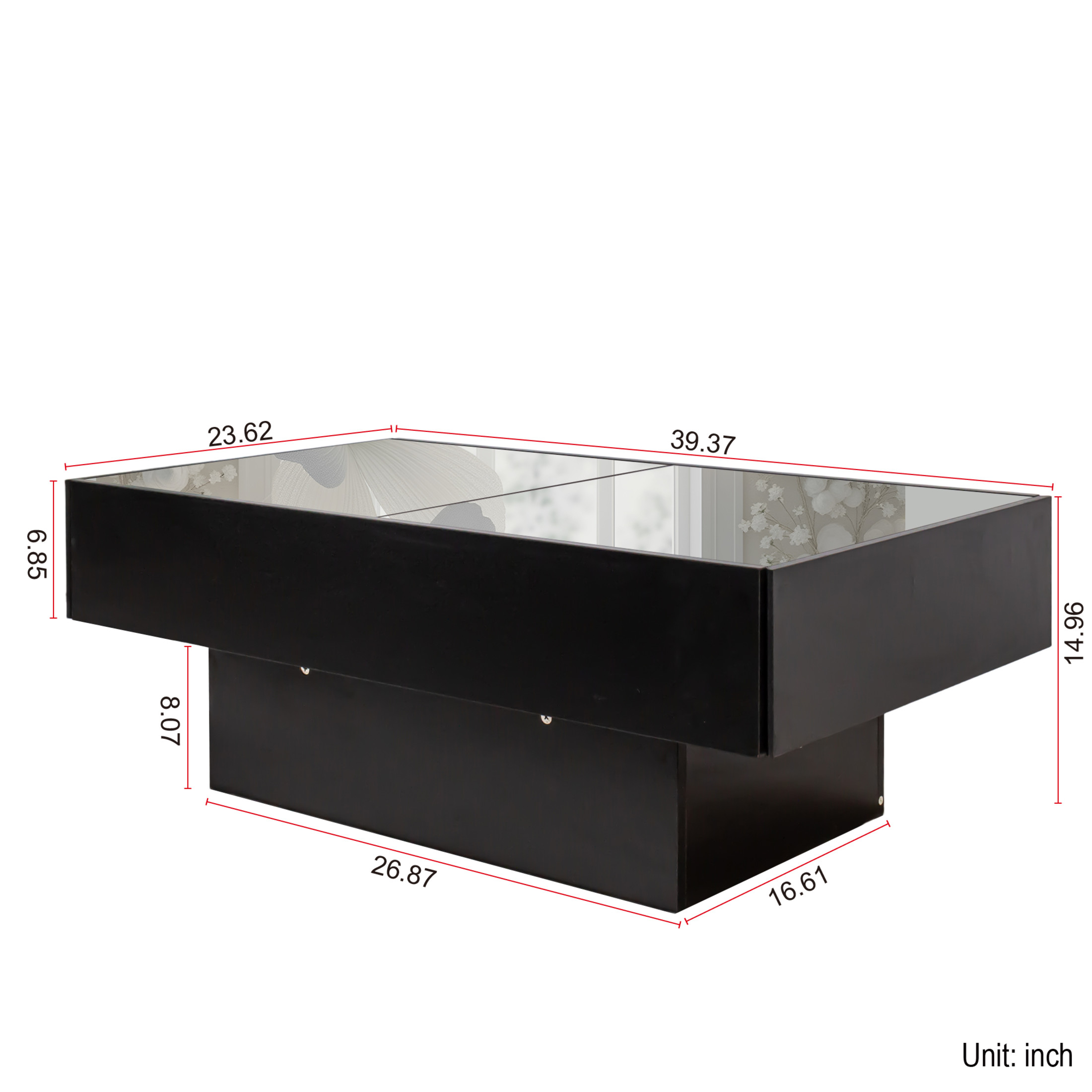 Noble House Coffee Table with Sliding Top, Hidden Storage Compartment, Extendable Center Table for Living Room, Black