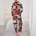 thumbnail image 5 of Disketp Pajamas Set Long Sleeve Sleepwear Womens Button Down Nightwear Pj Sets-Skull And Roses, 5 of 9